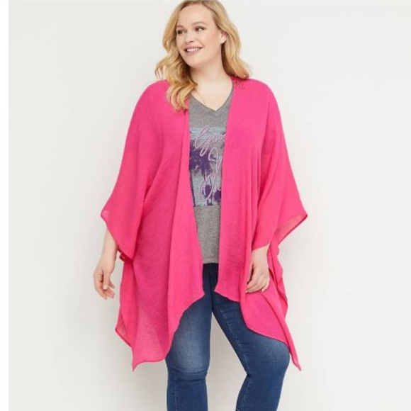 Lane Bryant Tops - *SOLD* LANE BRYANT Crochet Back Kimono / Poncho